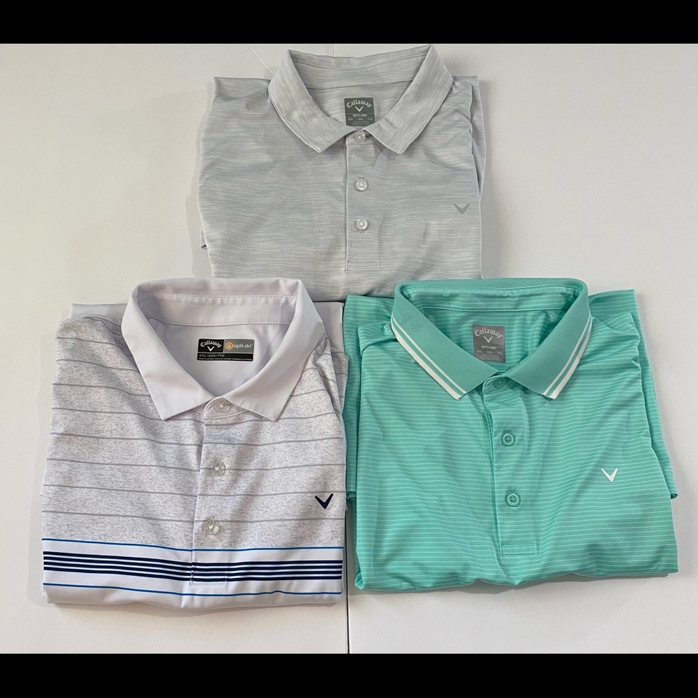 Callaway Opti-Dri Polo Shirt Lot of 3 Adult 2XL Large Colorful Golf Mens
